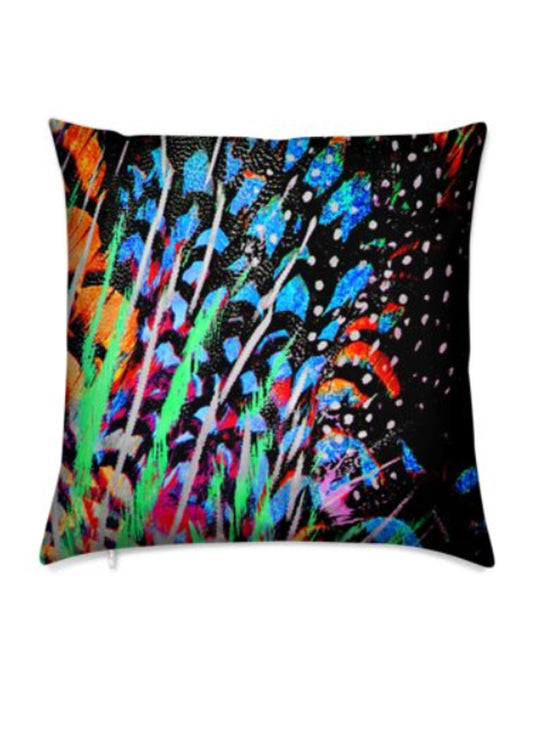 Abstract feather velvet cushion